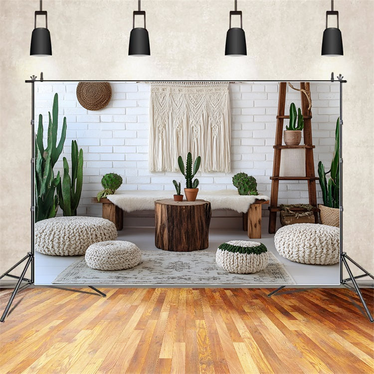 Boho Fotohintergrund Kaktus Bank Makramee Wandhintergrund CSH4-150
