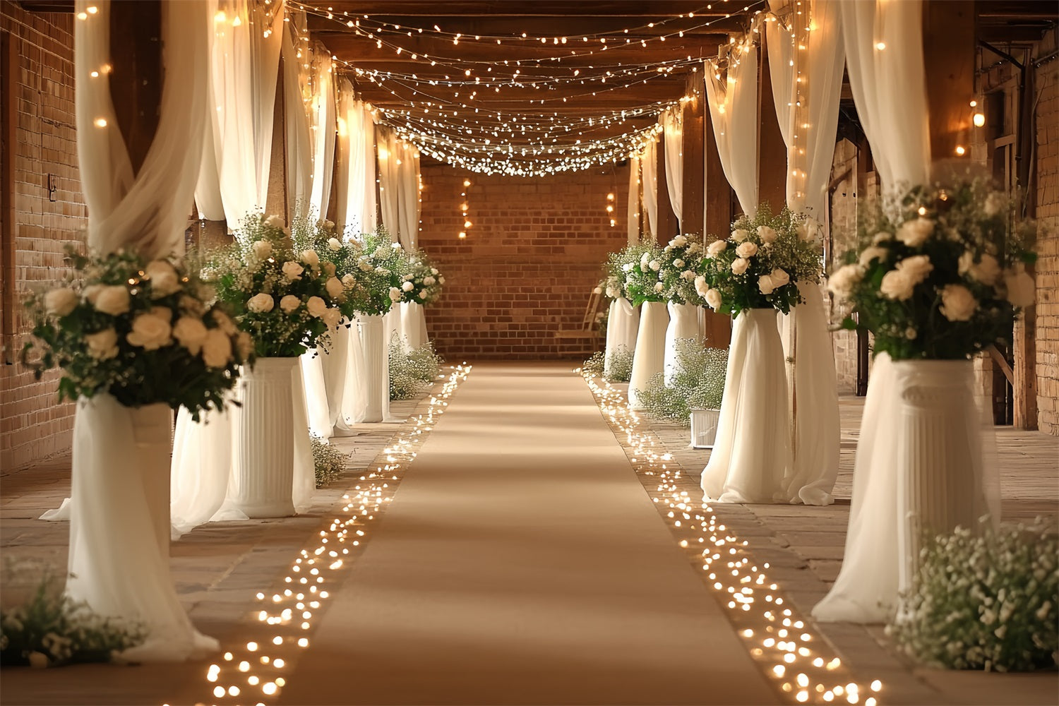 Boho Backdrops Scheune Hochzeit Flur beleuchtet Backdrop CSH4-215