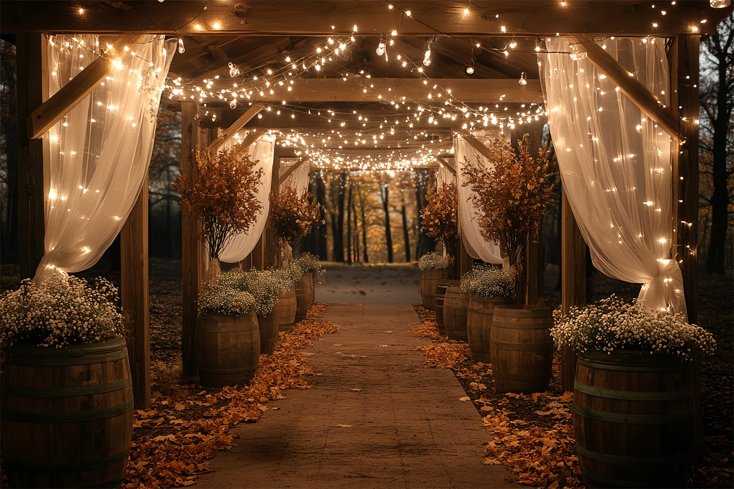 Scheune Fotokulisse Twinkle Light Herbst Gang Hintergrund CSH4-217