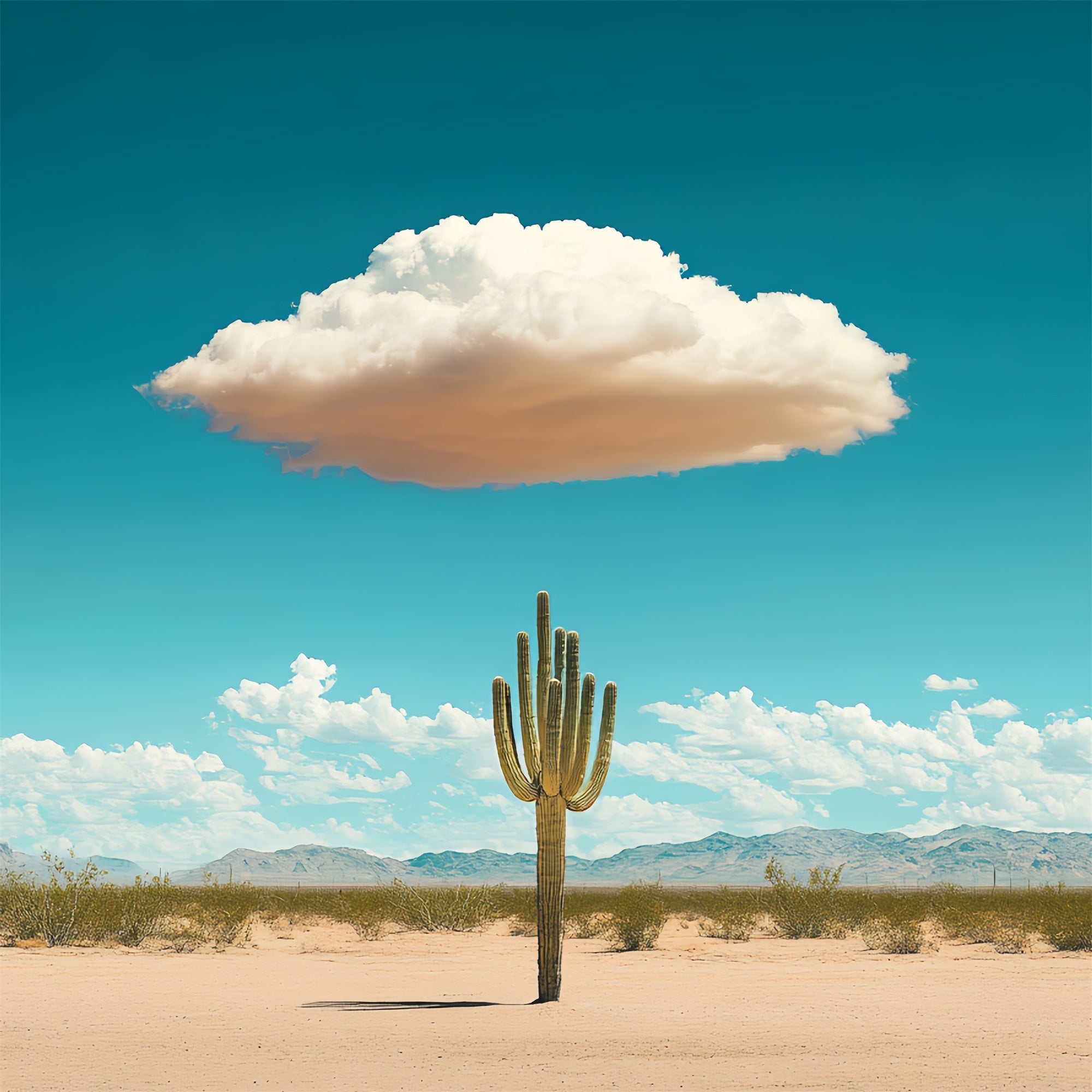 Blauer Himmel Fotohintergrund Wüste Kaktus Puffy Cloud Hintergrund CSH4-241