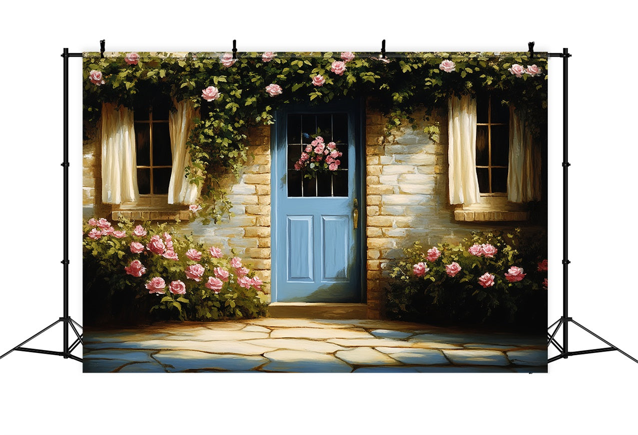 Vintage Fotografie Backdrops Backsteinmauer Klettern Rosen Hintergrund CSH4-270