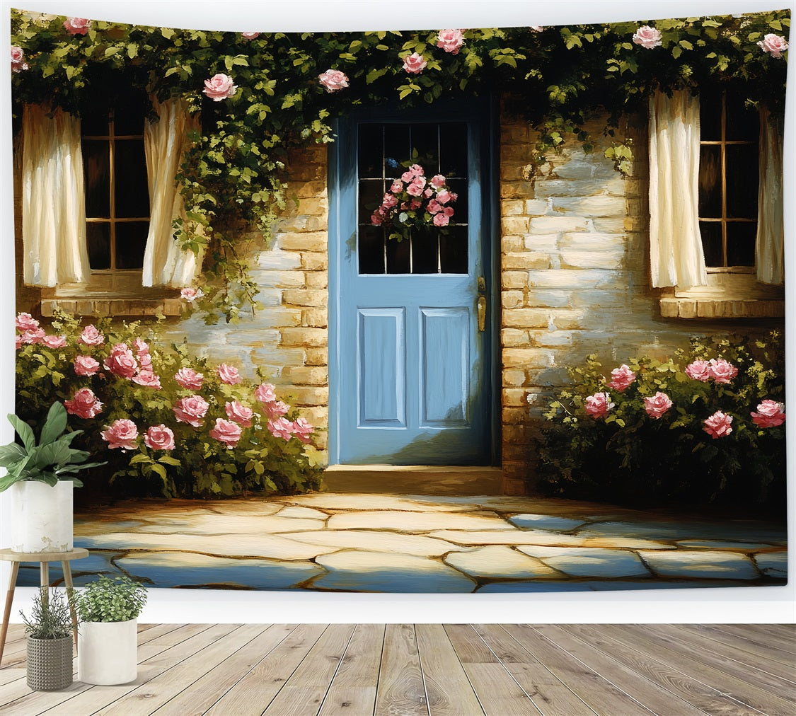 Vintage Fotografie Backdrops Backsteinmauer Klettern Rosen Hintergrund CSH4-270
