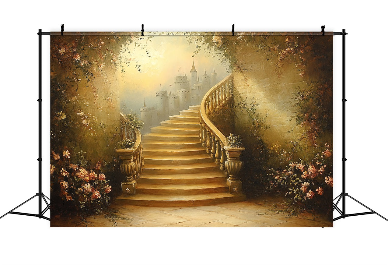Vintage Backdrop Ideen Schloss Spiralförmige Treppe Backdrop CSH4-274