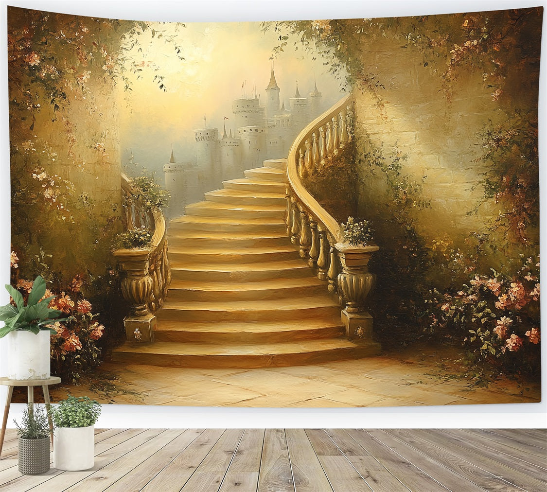 Vintage Backdrop Ideen Schloss Spiralförmige Treppe Backdrop CSH4-274