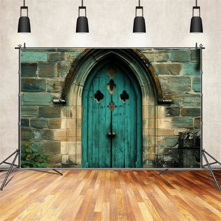 Victorian Backdrop Teal Holztür Vintage Backdrop CSH4-275