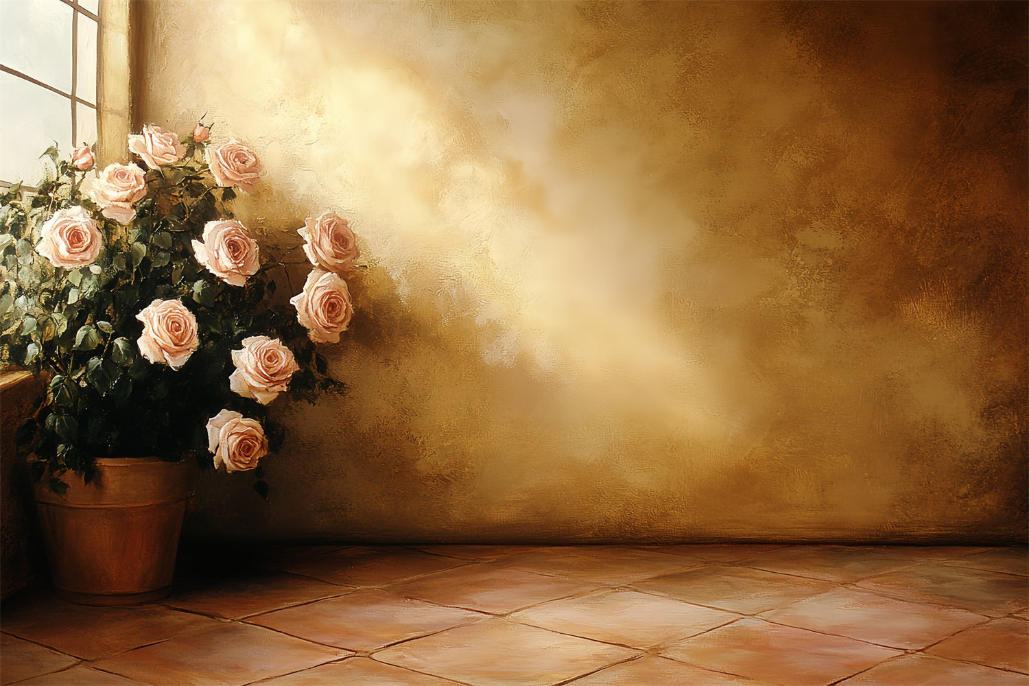 Vintage Backdrops Sonnenlicht Rosen Ecke Backdrop CSH4-279