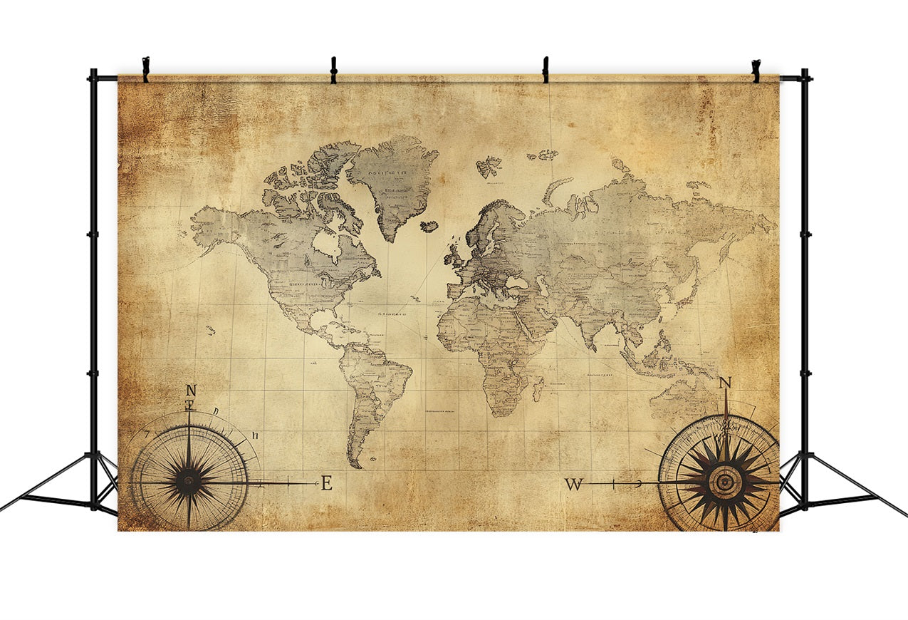 Vintage Karte Backdrop Antike Kartographie Kompass Backdrop CSH4-281