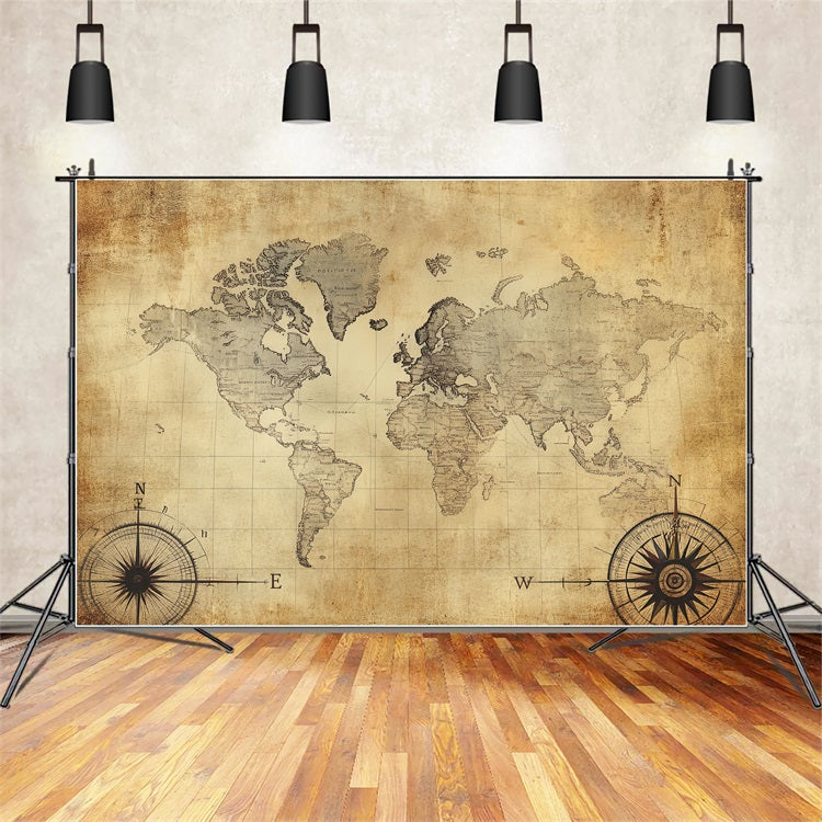 Vintage Karte Backdrop Antike Kartographie Kompass Backdrop CSH4-281