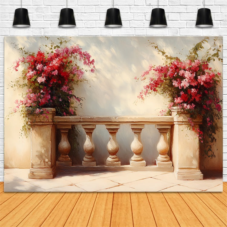 Vintage Fotografie Backdrop Hof Blumen Sonnenlicht Hintergrund CSH4-287
