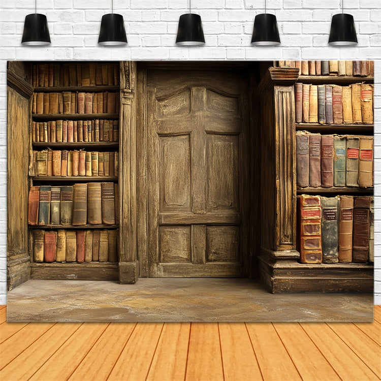 Vintage Backdrops Antike Bibliothek Bücherregal Türhintergrund CSH4-299