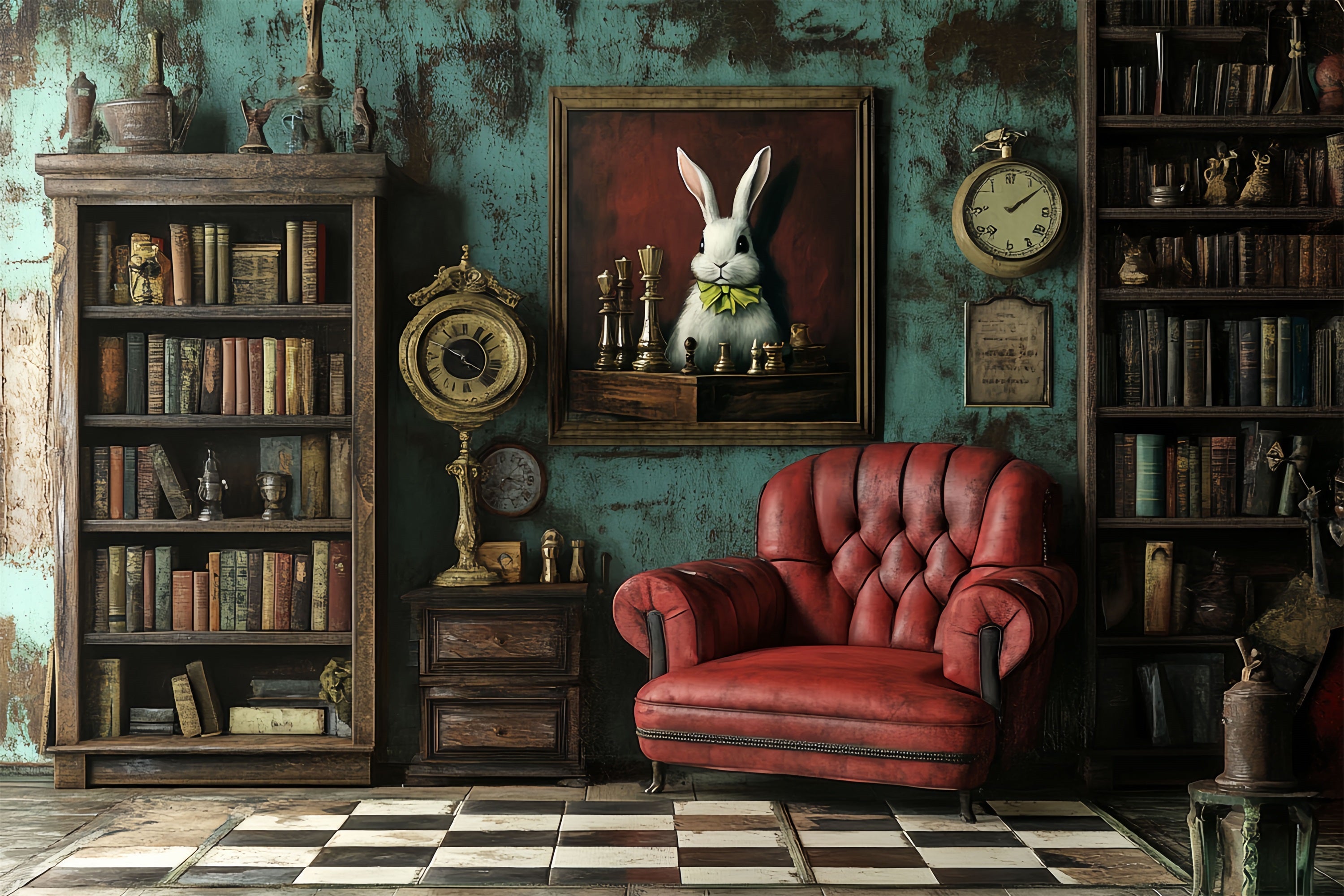 Antike Backdrop Einrichtungsgegenstände Bücherregal Vintage Fotohintergrundbilder CSH4-300