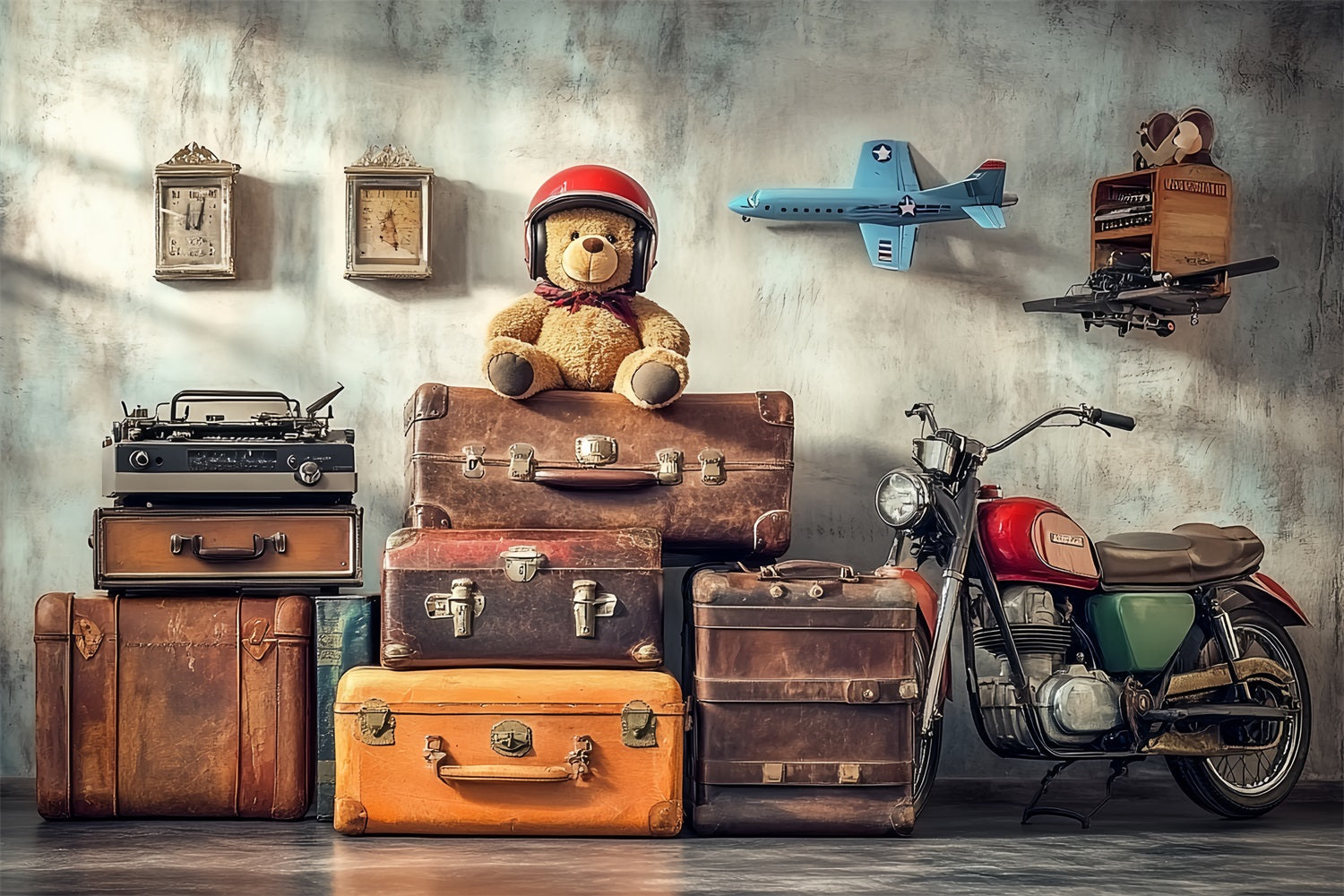 Klassischer Fotohintergrund Reiseerinnerungen Vintage-Wandhintergrund CSH4-305