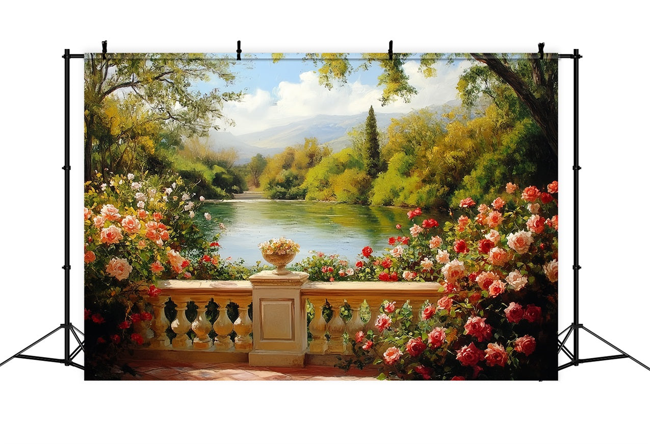 Vintage Backdrop Rosengarten Seeblick Backdrop CSH4-306
