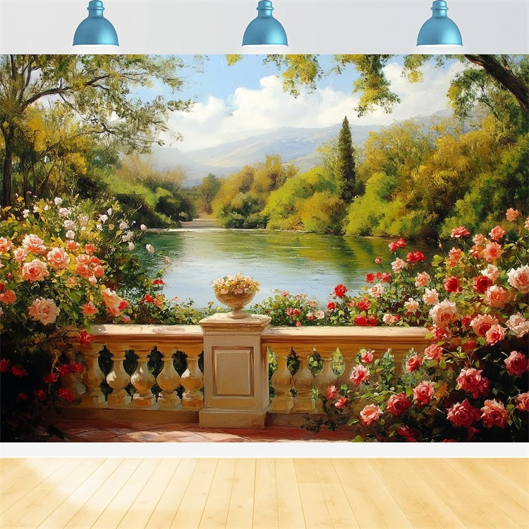 Vintage Backdrop Rosengarten Seeblick Backdrop CSH4-306