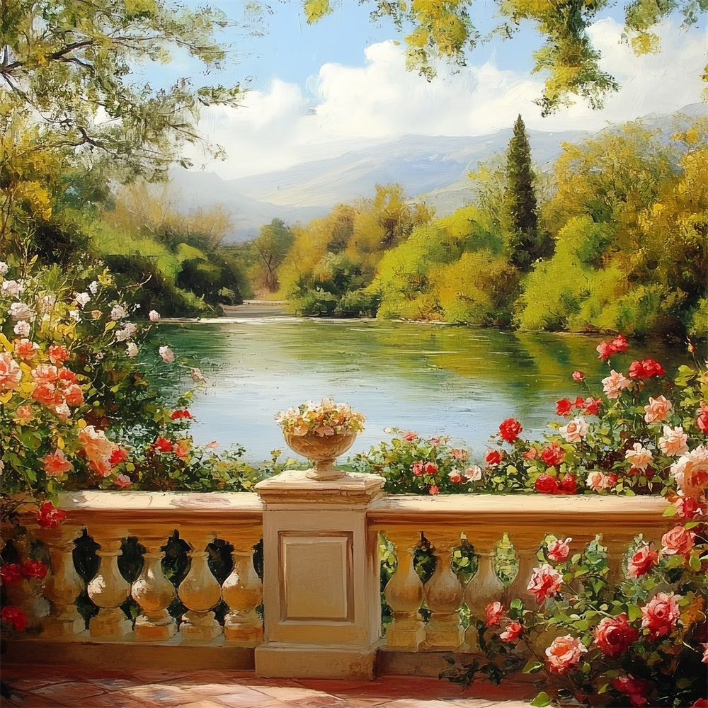 Vintage Backdrop Rosengarten Seeblick Backdrop CSH4-306