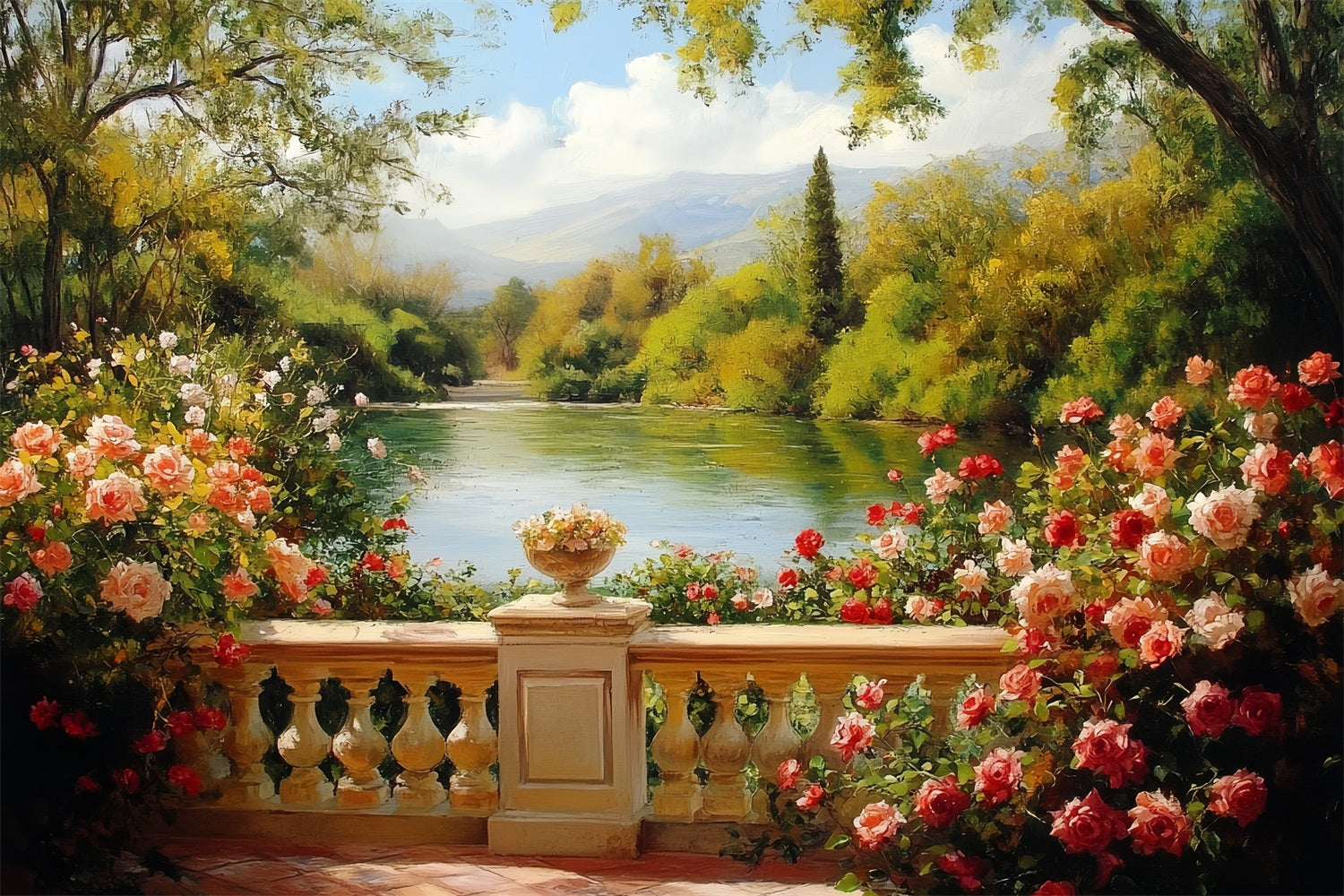 Vintage Backdrop Rosengarten Seeblick Backdrop CSH4-306