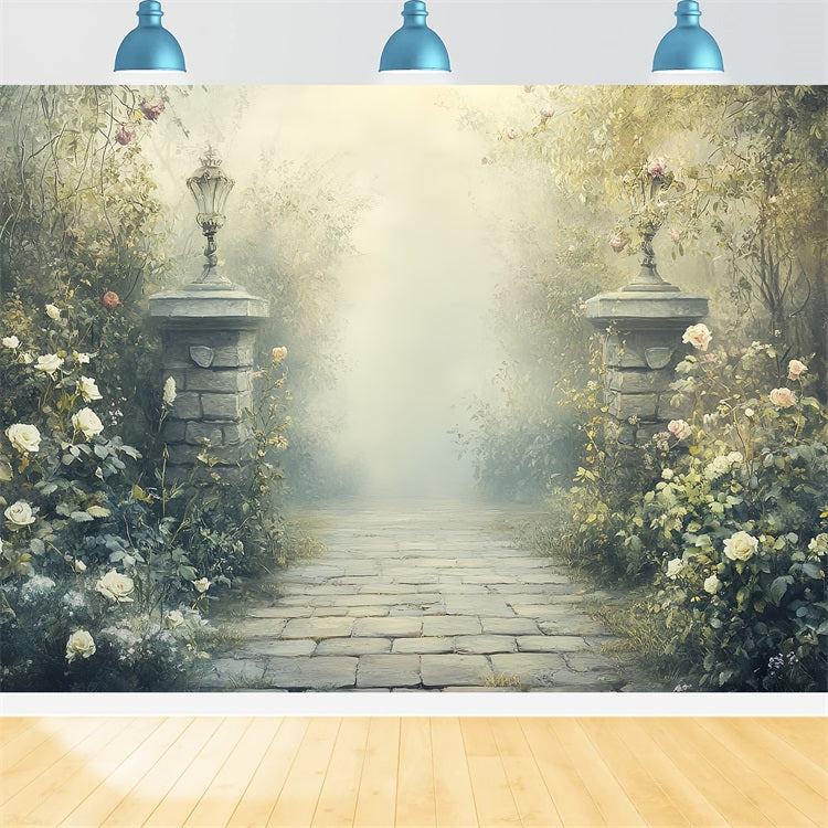 Vintage Backdrops für Fotografie Säulen Garten Weg Hintergrund CSH4-310
