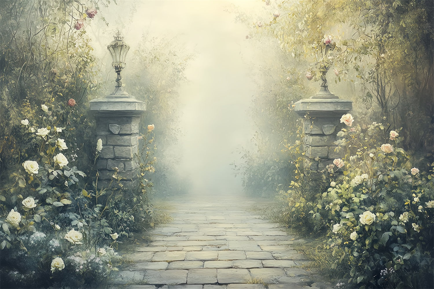 Vintage Backdrops für Fotografie Säulen Garten Weg Hintergrund CSH4-310