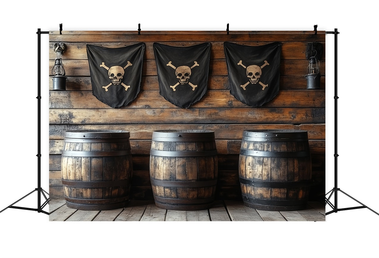 Hintergrund Vintage Piraten Taverne Fässer Flaggen Hintergrund CSH4-313
