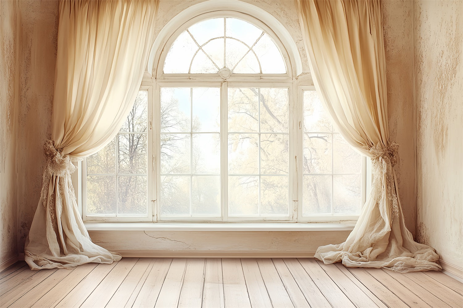 Fotografie Vintage Backdrops Creme Fenster Vorhänge Backdrop CSH4-314