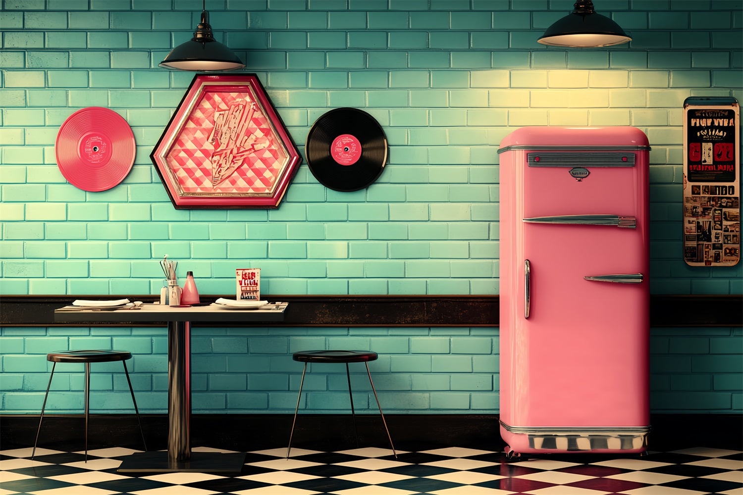 Retro Backdrops Vinyl Schallplatte Diner Vintage Backdrops CSH4-316