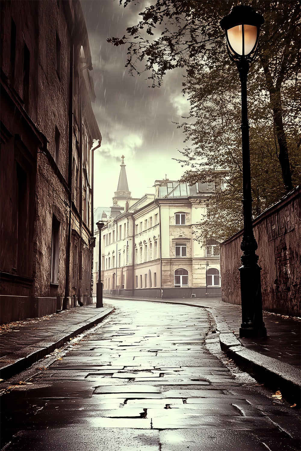 Backdrops Vintage Rainy Alley Vintage Stadt Backdrop CSH4-321