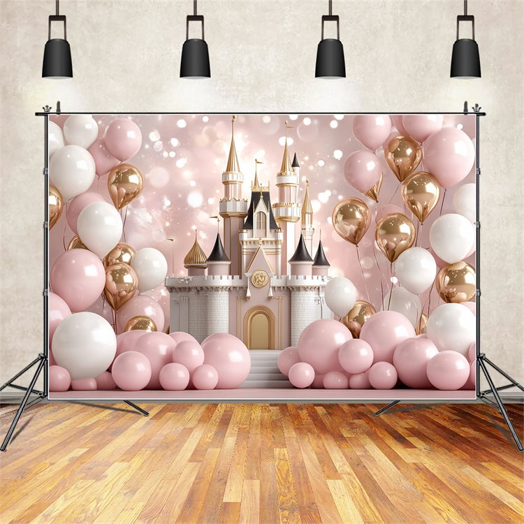Prinzessin Schloss Hintergrundkulisse Blush Ballons Hintergrund CSH4-331