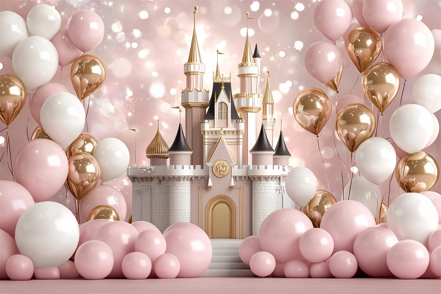Prinzessin Schloss Hintergrundkulisse Blush Ballons Hintergrund CSH4-331