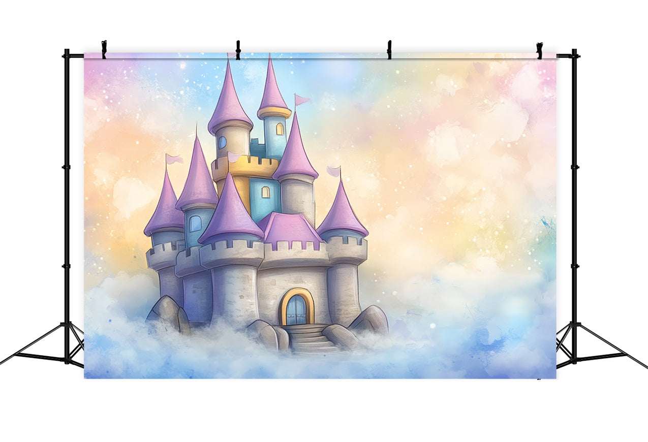 Backdrop Schloss verträumt Cartoon Wolken Hintergrund CSH4-334