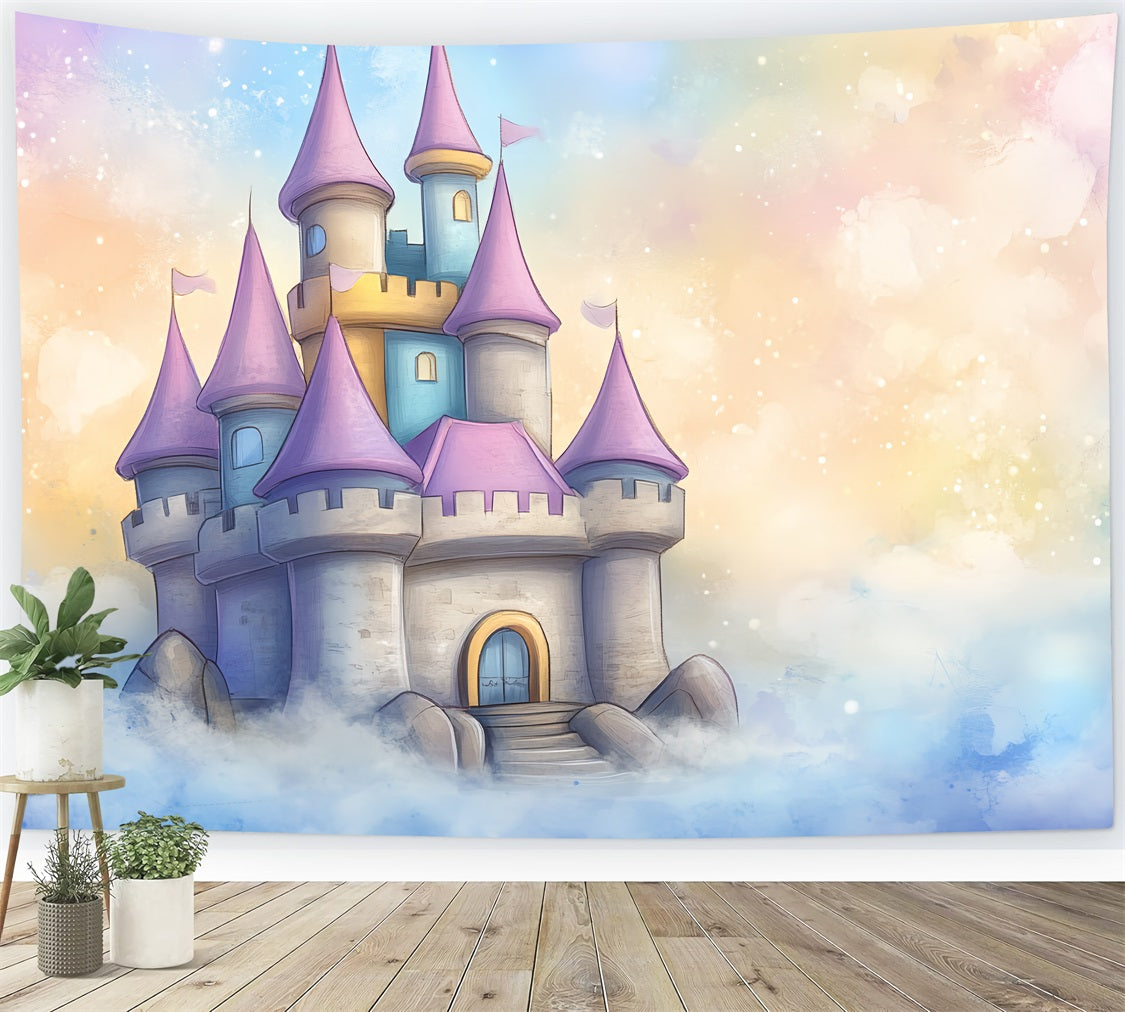 Backdrop Schloss verträumt Cartoon Wolken Hintergrund CSH4-334
