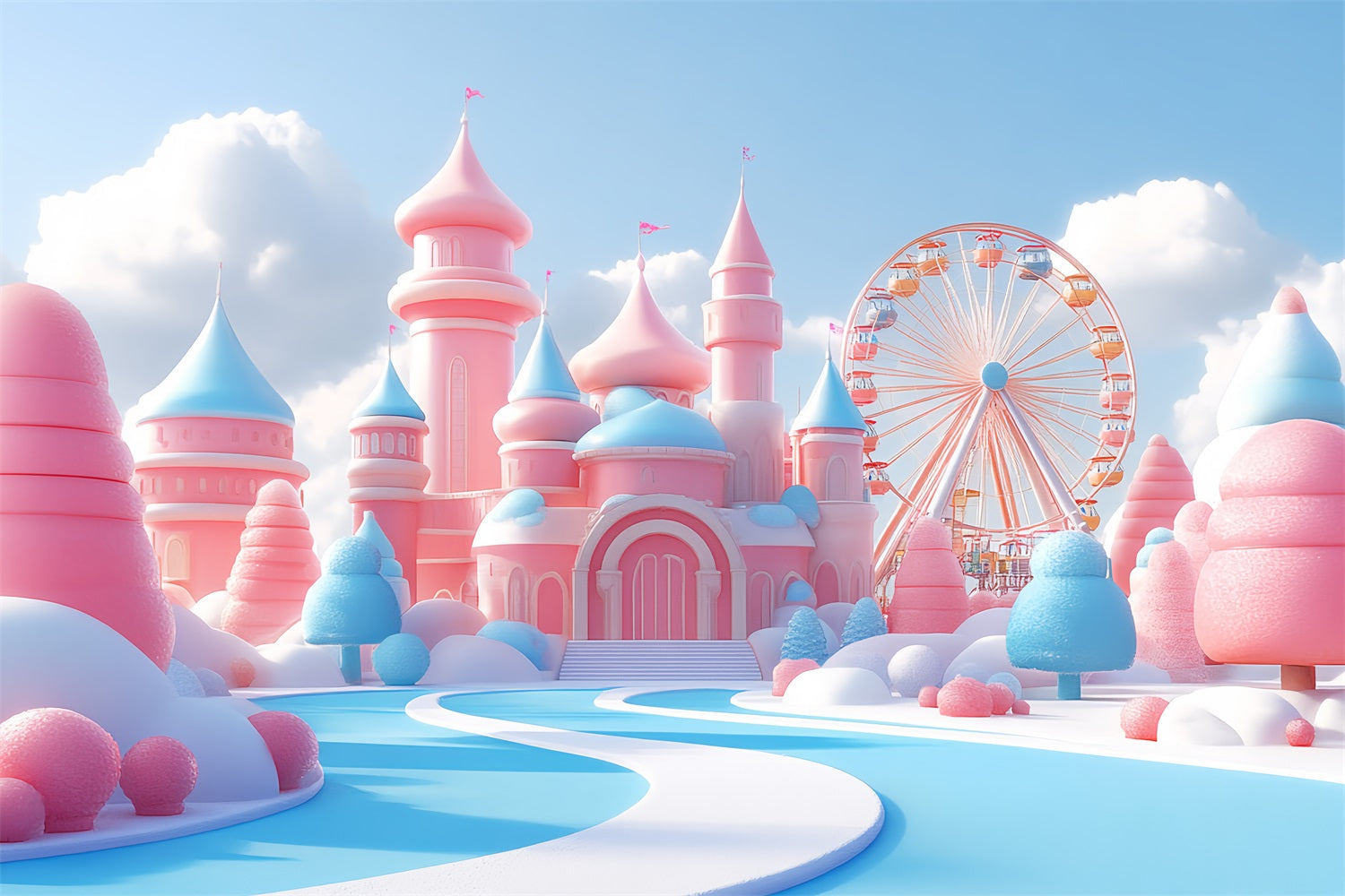 Prinzessin Schloss Backdrop Zucker Fantasy Riesenrad Backdrop CSH4-360