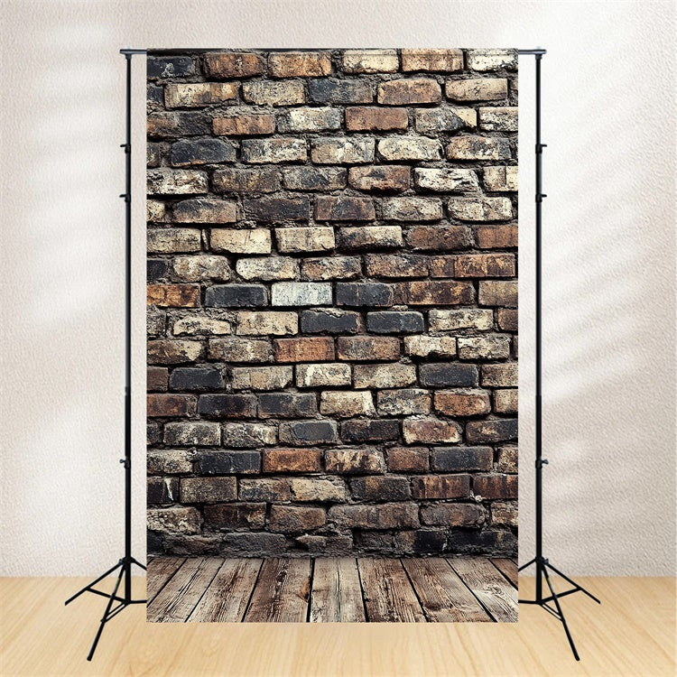 Retro Backdrop Rustikale Backsteinmauer Holz Vintage Backdrop CSH4-391