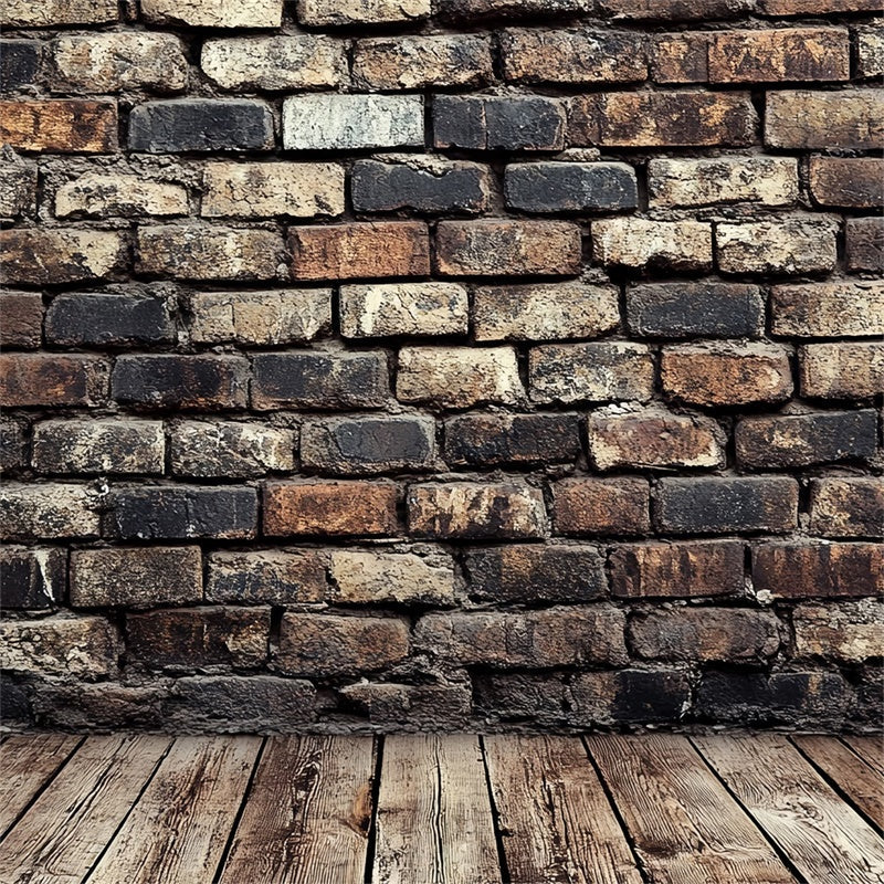 Retro Backdrop Rustikale Backsteinmauer Holz Vintage Backdrop CSH4-391