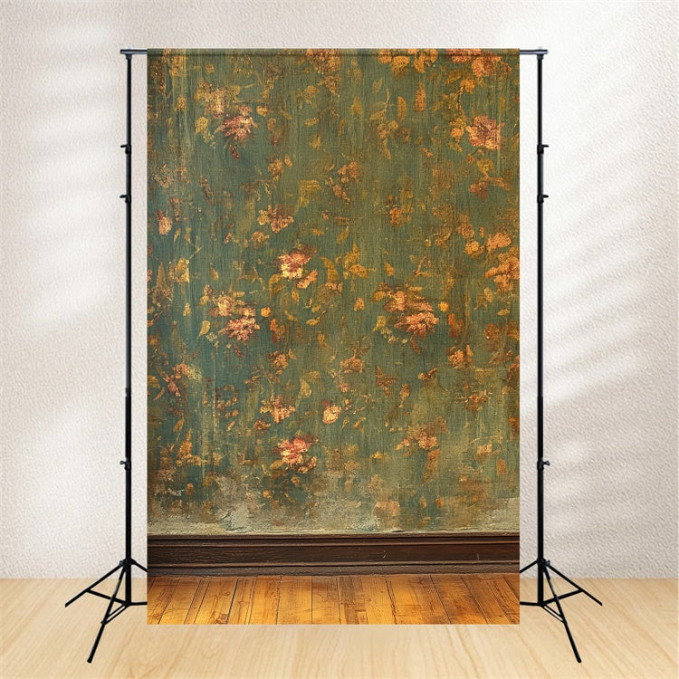 Antike Fotokulisse Grüne Blumenwand Vintage Backdrops CSH4-392