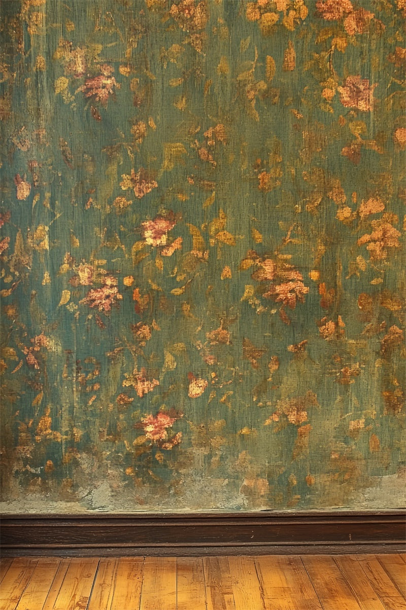 Antike Fotokulisse Grüne Blumenwand Vintage Backdrops CSH4-392