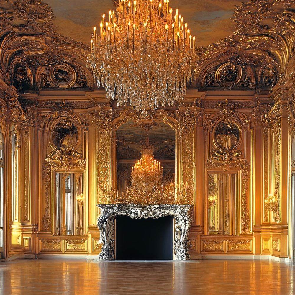 Vintage-Fotohintergrund Goldener Palast Kronleuchter Hintergrund CSH4-394