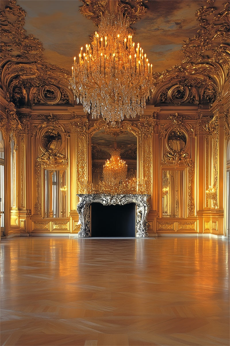 Vintage-Fotohintergrund Goldener Palast Kronleuchter Hintergrund CSH4-394