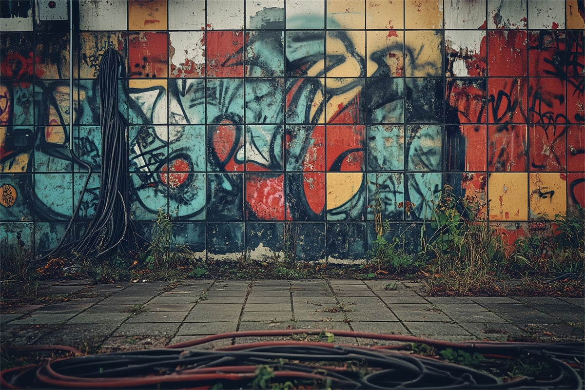Retro Backdrops Straße Vibes Graffiti Wand Vintage Backdrop CSH4-400
