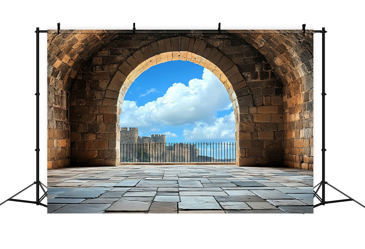 Antiker Hintergrund Mittelalterlicher Bogen Blauer Himmel Vintage Backdrops CSH4-407