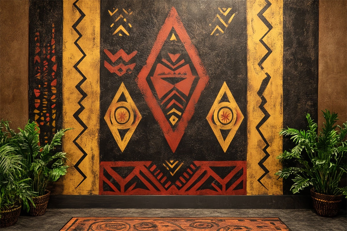 Vintage Wall Backdrop Afrikanische Geometrische Muster Hintergrund CSH4-420