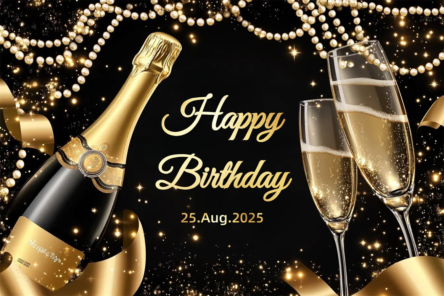 Benutzerdefinierte Backdrops For Birthdays Elegant Pearl Champagner Backdrop CSH4-48