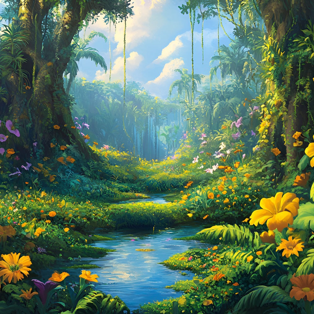 Dschungel Hintergründe Floral Wald Heller Himmel Hintergrund CSH4-94