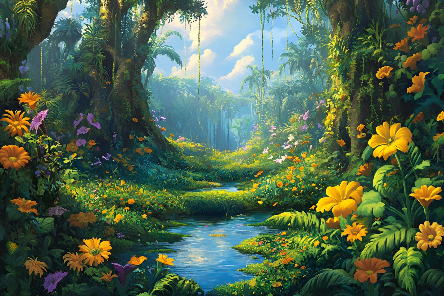 Dschungel Hintergründe Floral Wald Heller Himmel Hintergrund CSH4-94