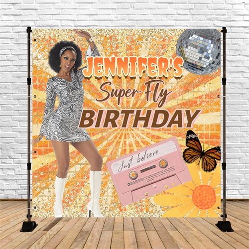 Personalisierte Geburtstag Backdrops Funky Pailletten Geburtstag 70er Jahre Backdrop CSH5-1