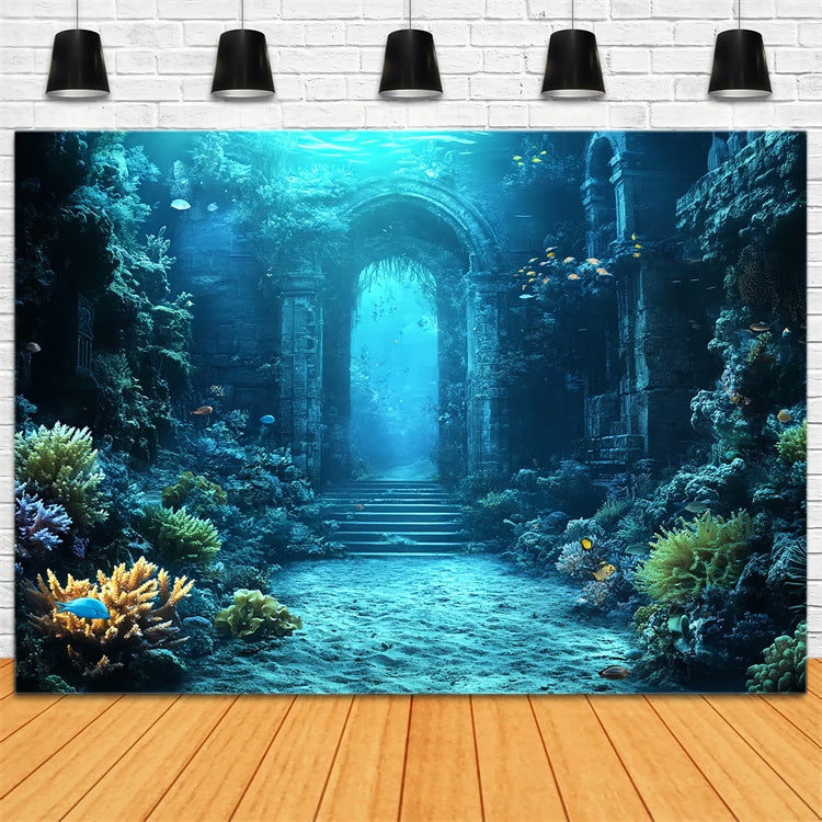 Unterwasser-Hintergrundbild Antike Ruinen Koralle Sommer-Hintergrundbild CSH5-102