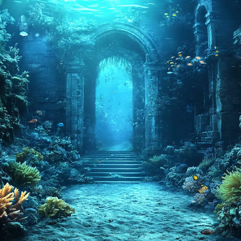 Unterwasser-Hintergrundbild Antike Ruinen Koralle Sommer-Hintergrundbild CSH5-102