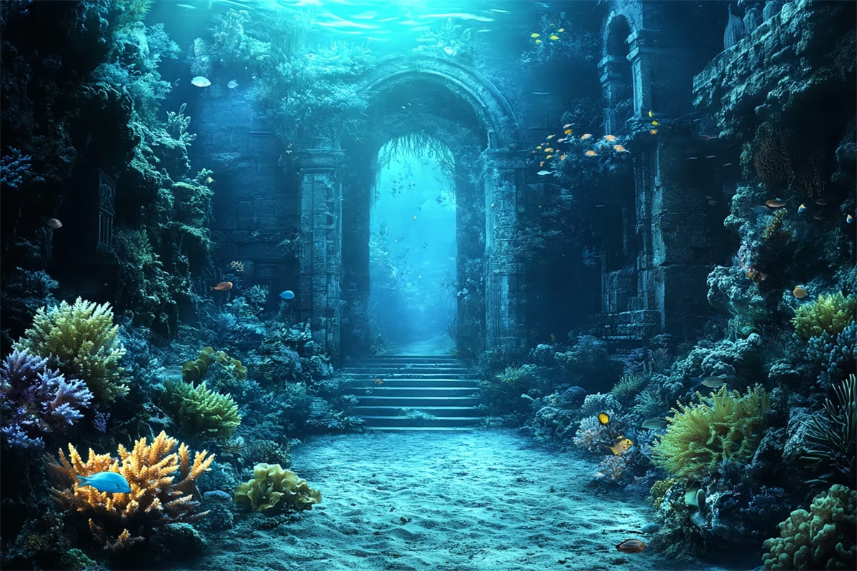 Unterwasser-Hintergrundbild Antike Ruinen Koralle Sommer-Hintergrundbild CSH5-102