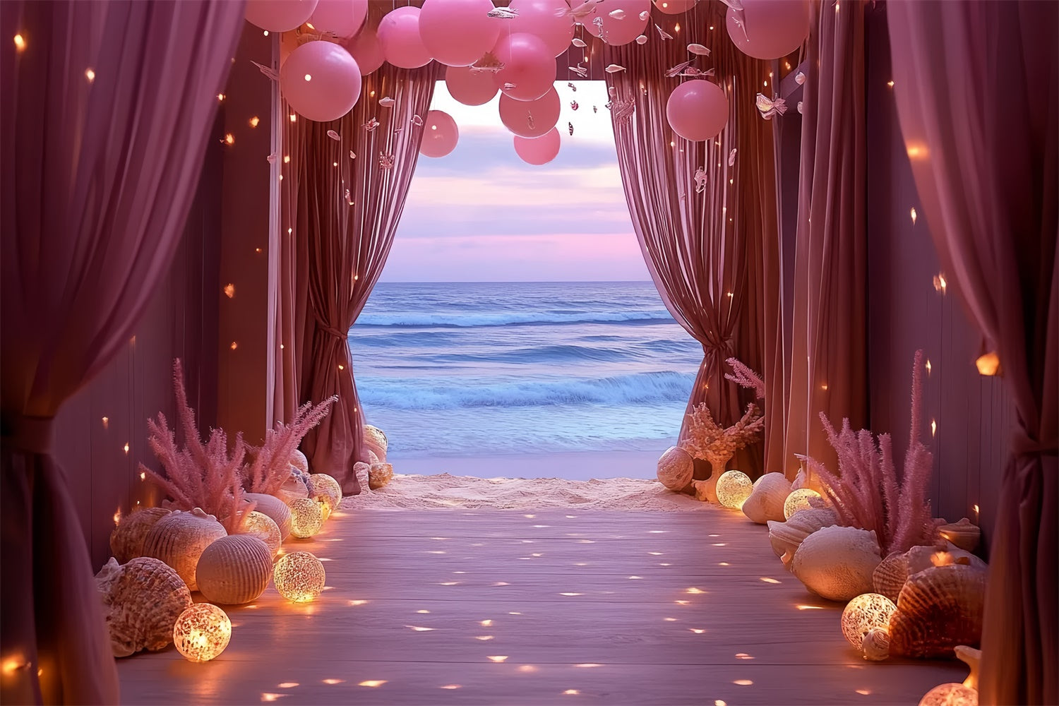 Sommer Backdrops Rosa Ballon Muschel Ozean Backdrop CSH5-103
