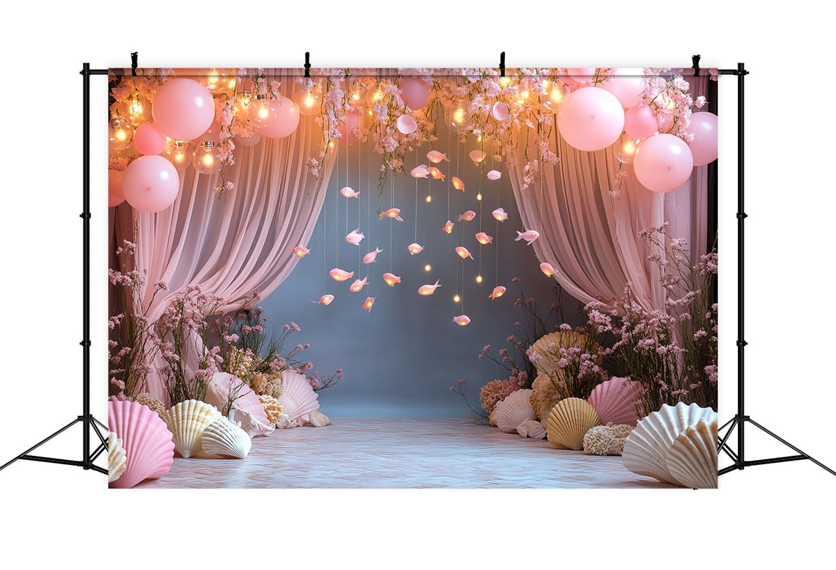 Sommer Backdrop Rosa Ballon Ozean Fische Backdrop CSH5-104