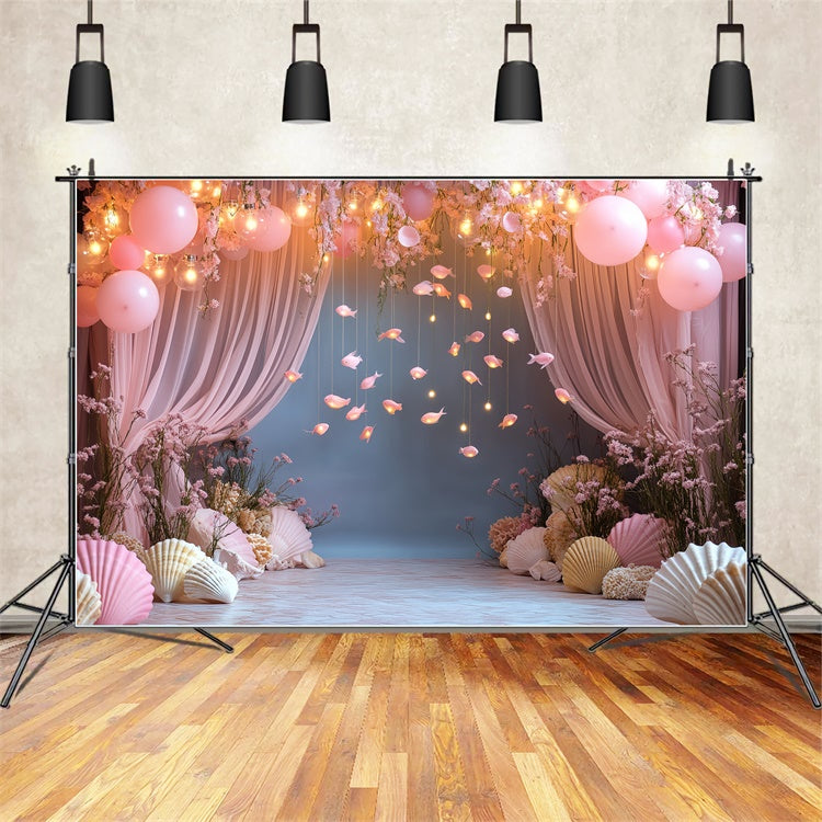 Sommer Backdrop Rosa Ballon Ozean Fische Backdrop CSH5-104